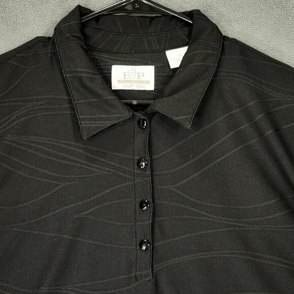 EP Pro Tour Tech Golf Polo Shirt XL Women Abstract Black 1/4 Button Short Sleeve - Picture 7 of 12